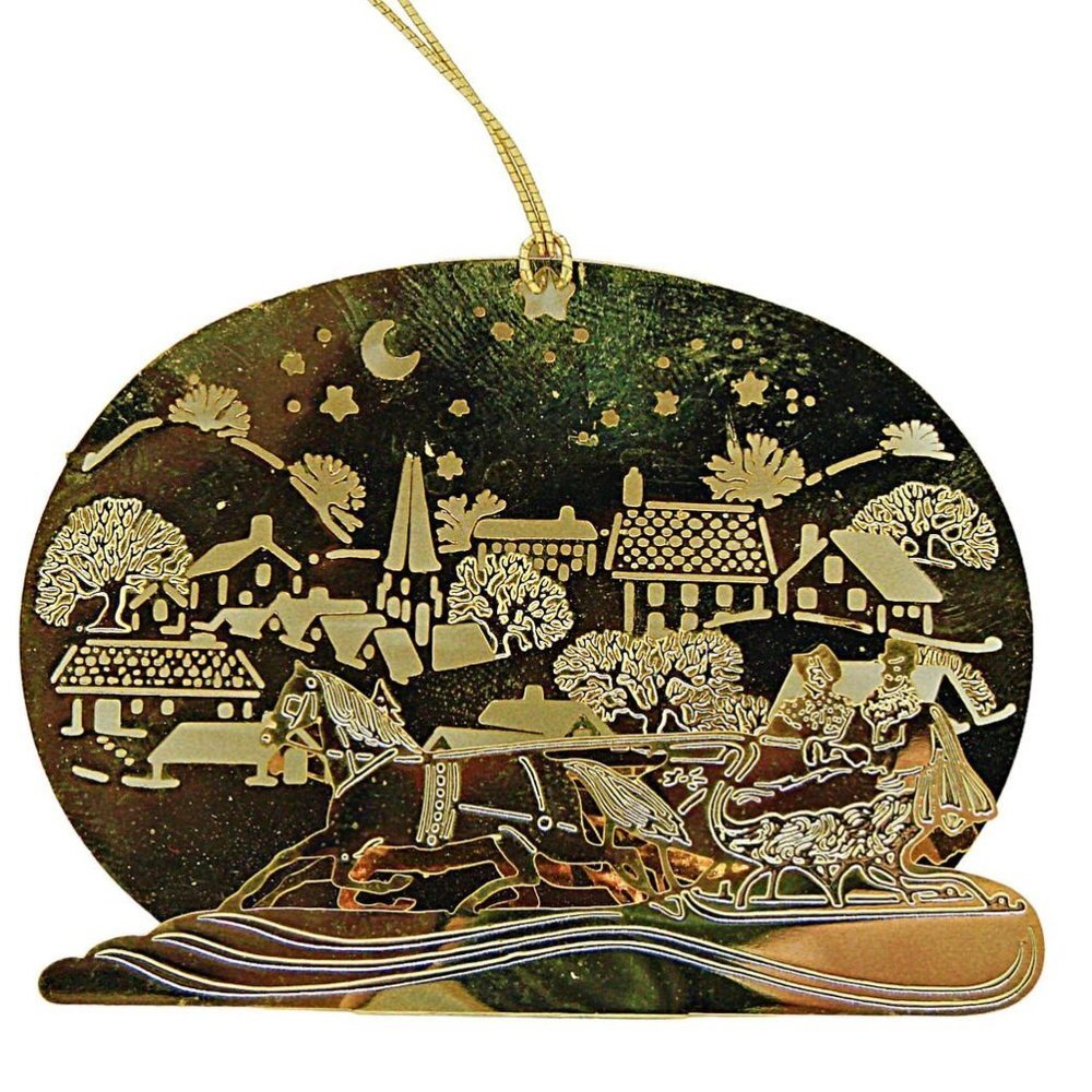 Vintage Hallmark 1982 Christmas Holiday Ornament Dimensional Etched Sleigh Ride